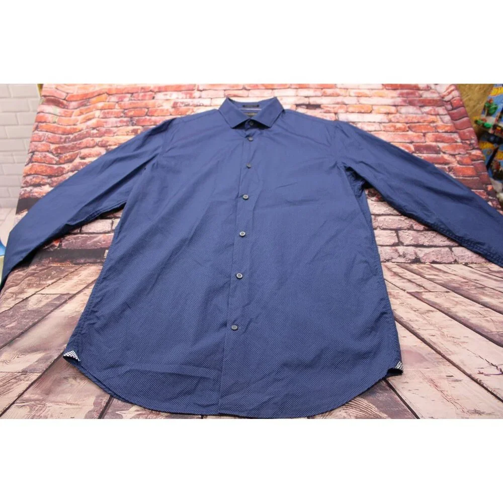 Banana Republic Camden Fit Men's Shirt L 120s Supima Cotton Long Sleeve Navy Blu